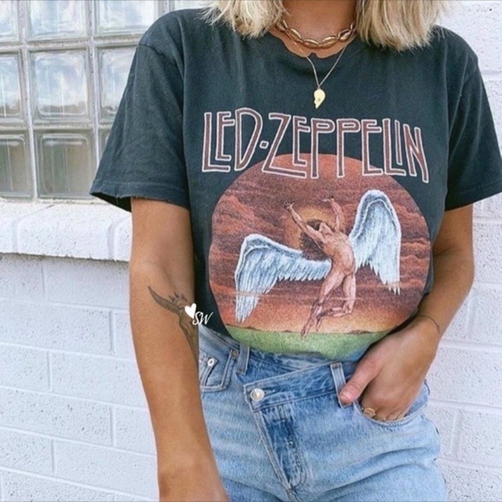 Led Zeppelin Rock Band Tee Graphic US Tour Boho - Picture 2 of 5